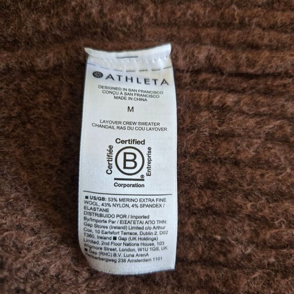 Athleta Womens Layover Crew Sweater Brown Merino Wool Blend Size Medium - Picture 13 of 15